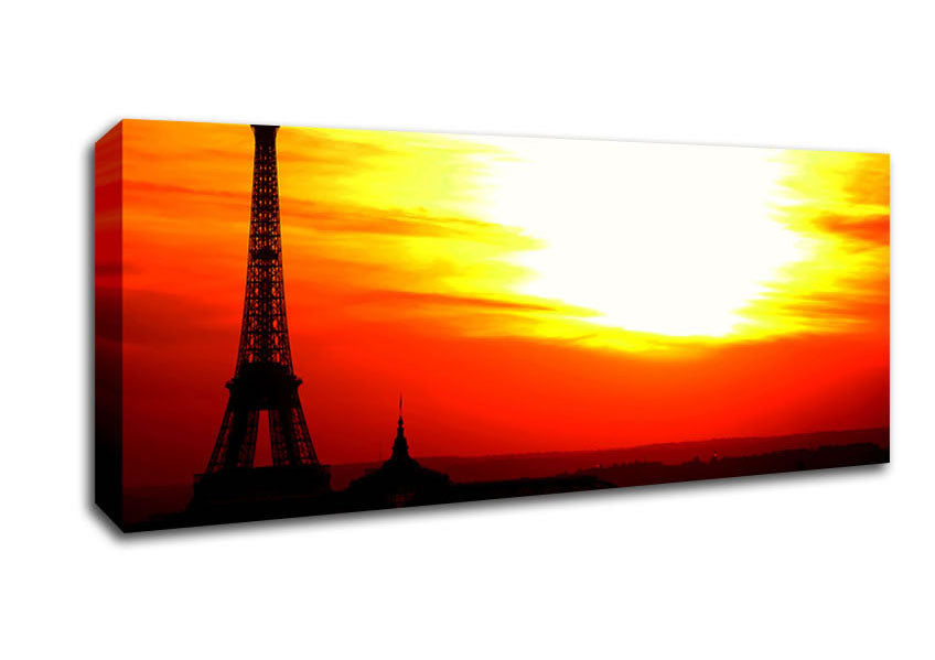 Picture of Paris Eiffel Tower Sun Blaze Panoramic Canvas Wall Art