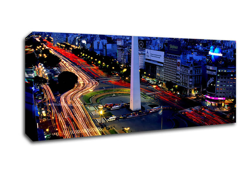 Picture of Paris Roads At Night Panoramic Canvas Wall Art