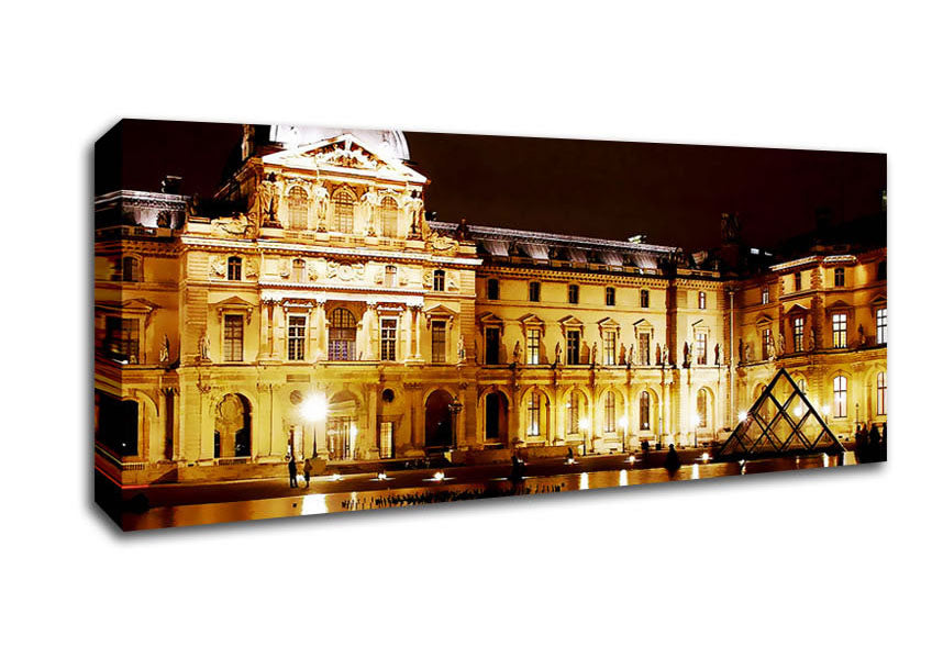 Picture of Paris The Louvre Lights At Night Panoramic Canvas Wall Art