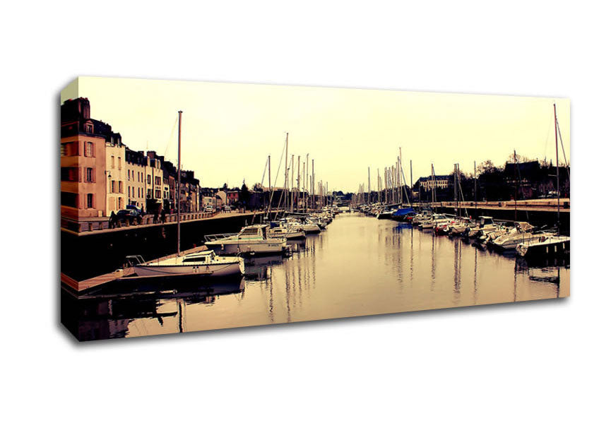 Picture of Port At Dusk Panoramic Canvas Wall Art