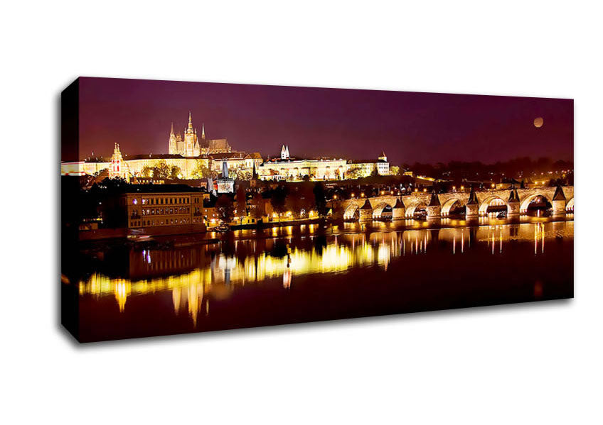 Picture of Purple City Reflections Panoramic Canvas Wall Art