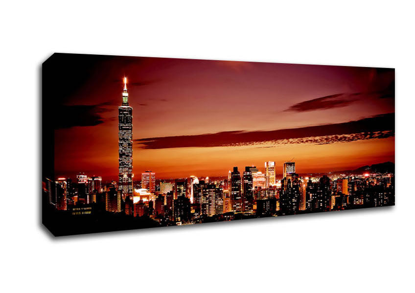 Picture of Radio Tower Beacon City Panoramic Canvas Wall Art