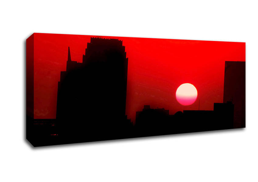 Picture of Red City Sundown Panoramic Canvas Wall Art