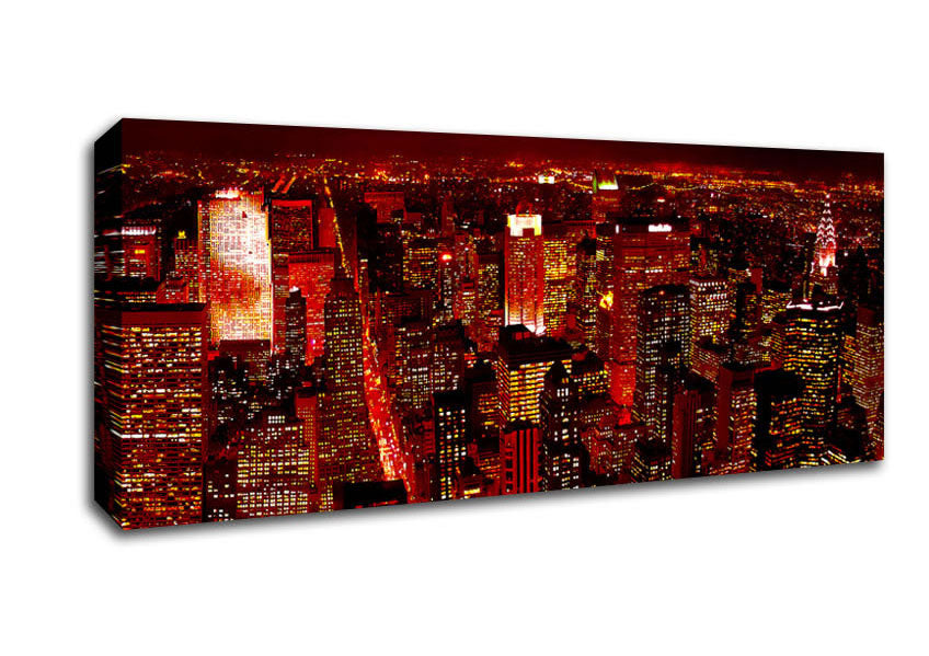 Picture of Red Glow City Panoramic Canvas Wall Art