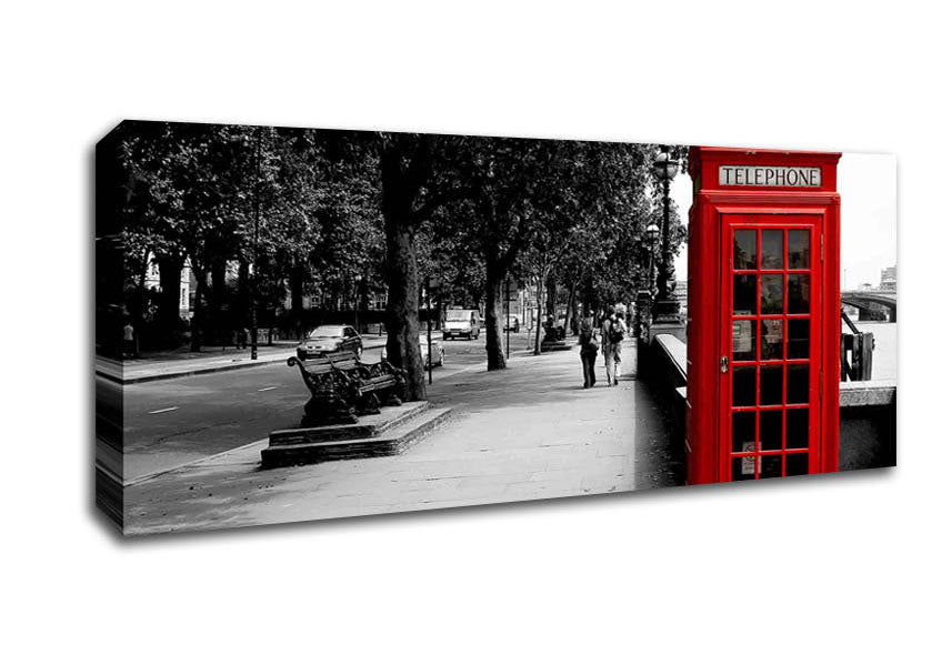 Picture of Red Phone Box London Panoramic Canvas Wall Art