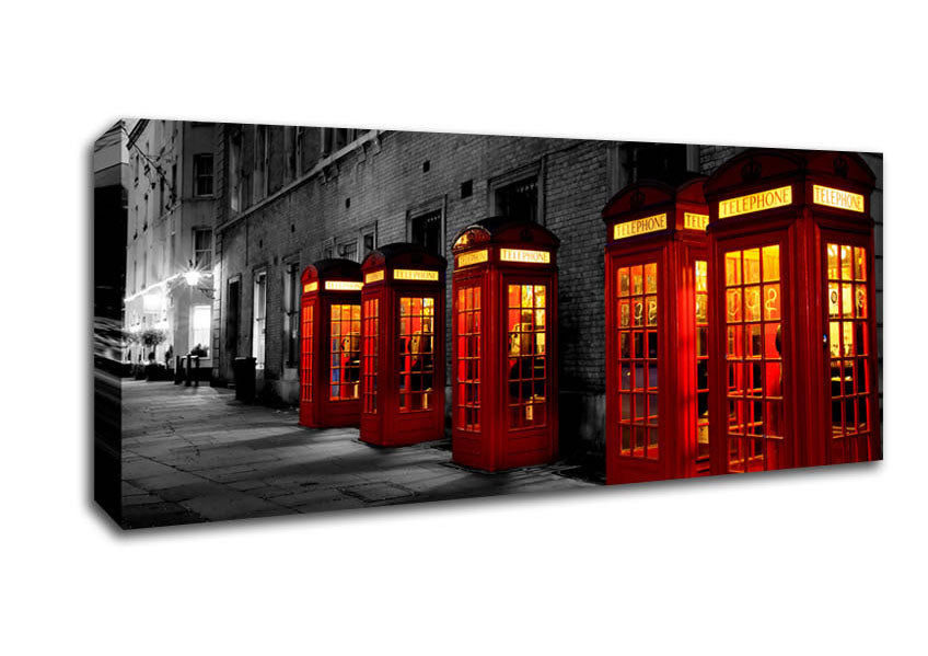 Picture of Red Telephone Boxes London England Panoramic Canvas Wall Art