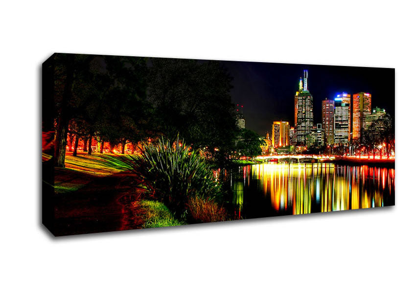 Picture of Reflections Of A City River Panoramic Canvas Wall Art