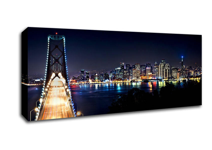 Picture of San Francisco At Night Panoramic Canvas Wall Art