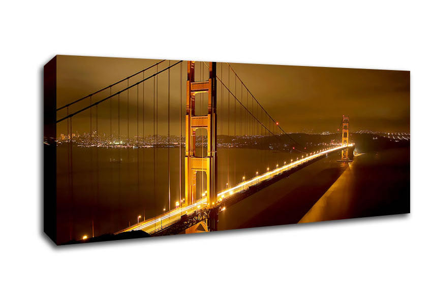 Picture of San Francisco Bridge Golden Mist Panoramic Canvas Wall Art