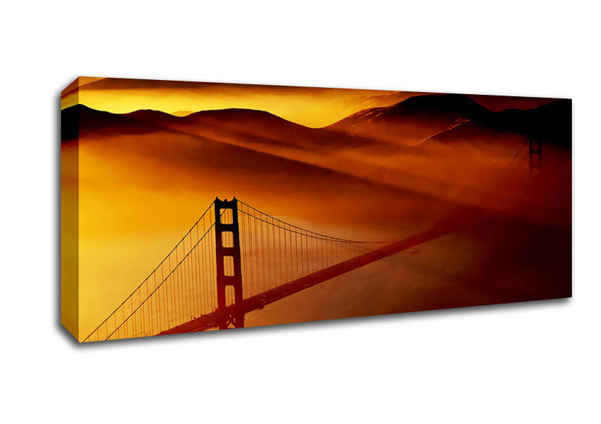 Picture of San Francisco Golden Gate Bridge Morning Mist Panoramic Canvas Wall Art