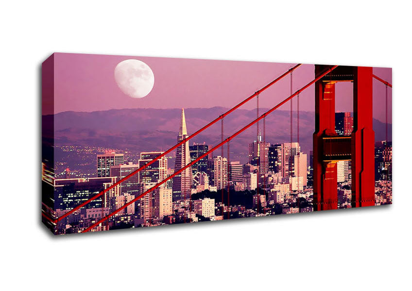 Picture of San Francisco Moonlit View Panoramic Canvas Wall Art