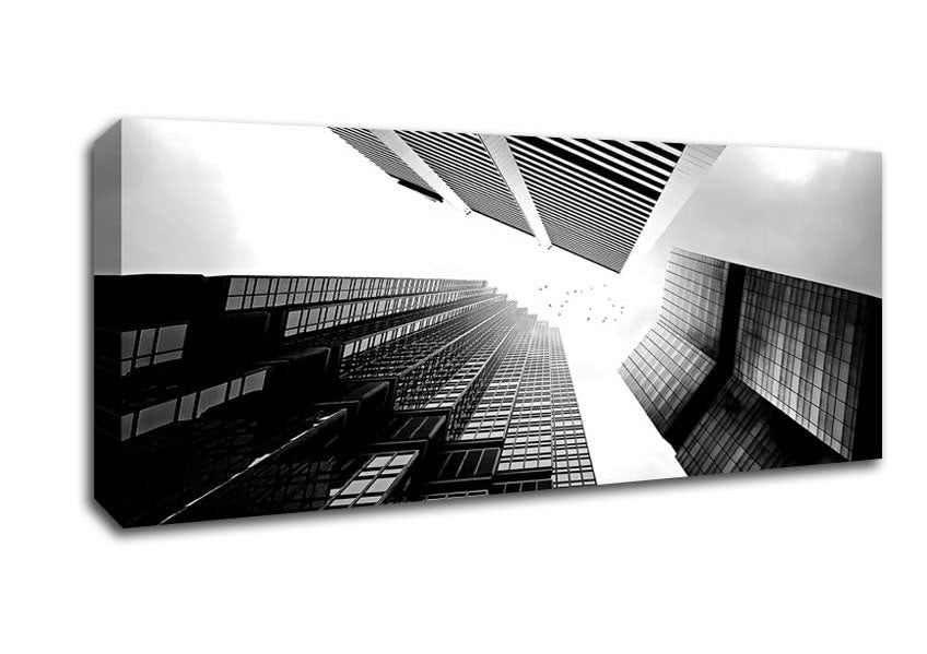 Picture of Skyscrapers In Black And White Panoramic Canvas Wall Art
