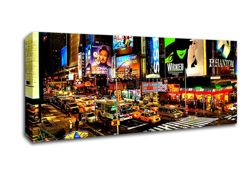 Picture of Street Advertising In New York Panoramic Canvas Wall Art