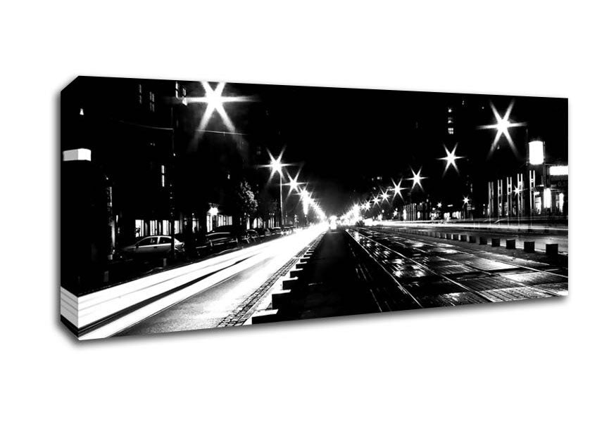 Picture of Street View At Night Panoramic Canvas Wall Art