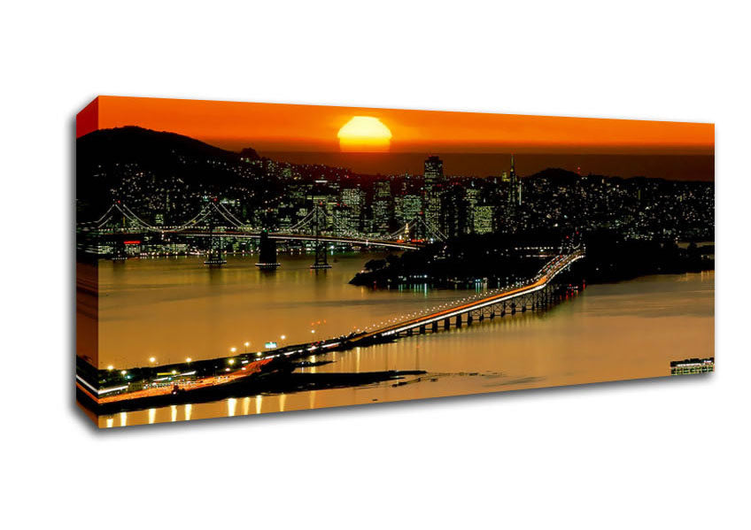 Picture of Sunset City Panoramic Canvas Wall Art