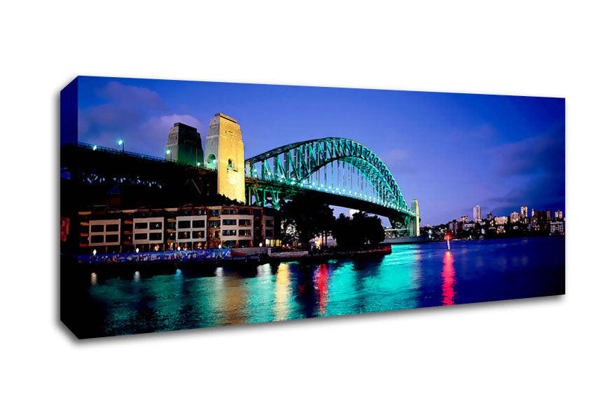 Picture of Sydney Harbour Bridge Blue Glow Panoramic Canvas Wall Art
