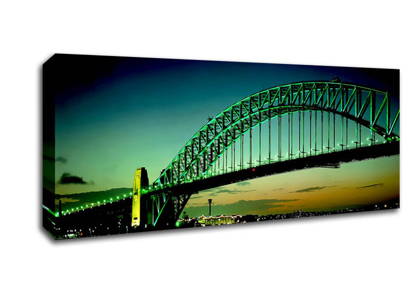Picture of Sydney Harbour Bridge Green Cast Panoramic Canvas Wall Art