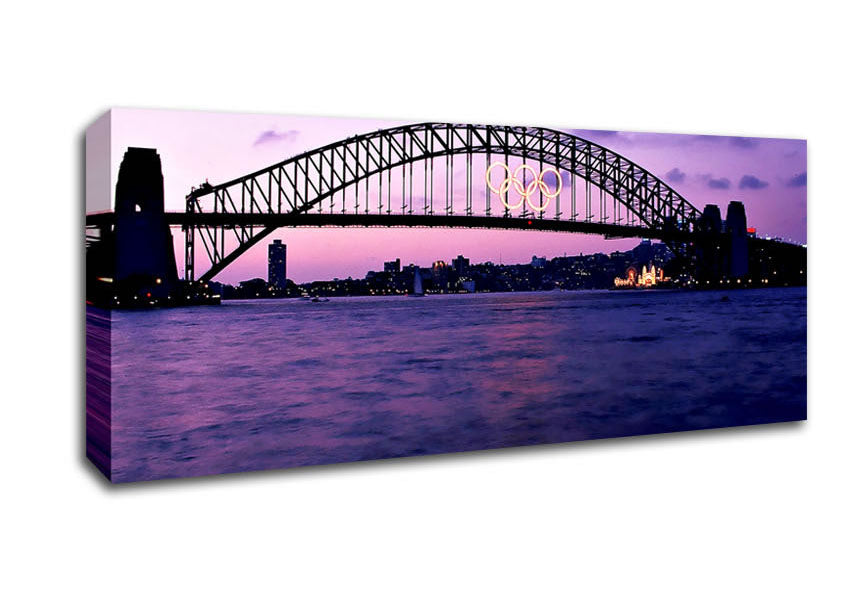 Picture of Sydney Harbour Bridge Pink Reflections Panoramic Canvas Wall Art
