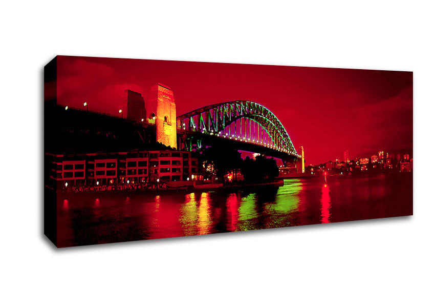 Picture of Sydney Harbour Bridge Red Glow Panoramic Canvas Wall Art