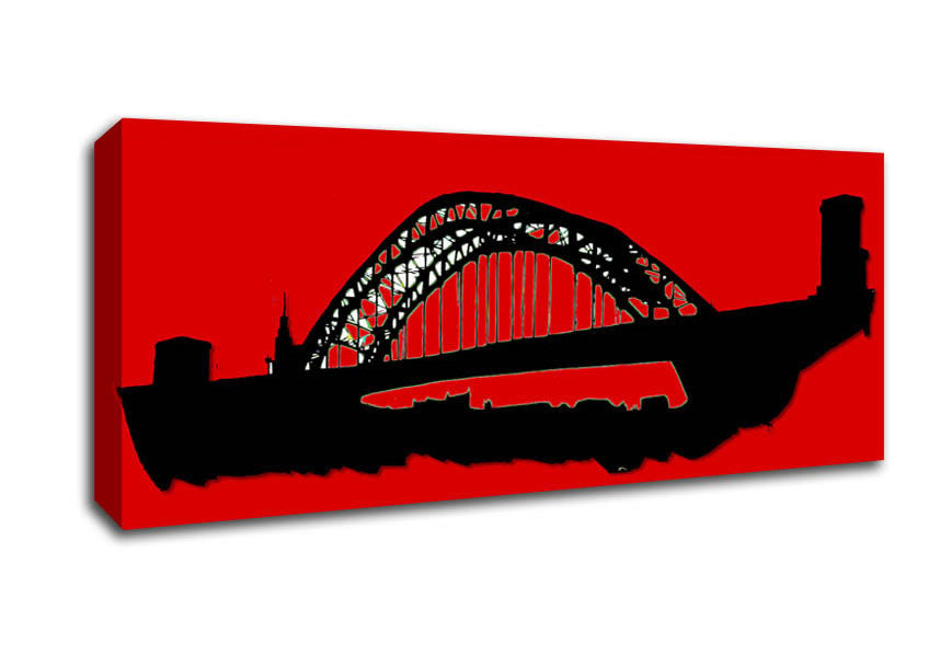 Picture of Sydney Harbour Bridge Retro Red Panoramic Canvas Wall Art