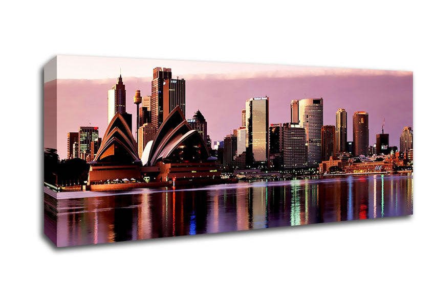 Picture of Sydney Harbour Opera House Stunning Pink Reflections Panoramic Canvas Wall Art