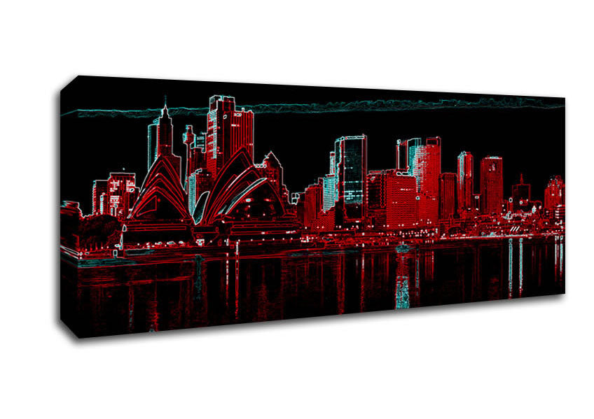 Picture of Sydney Skyline Opera House Red Panoramic Canvas Wall Art
