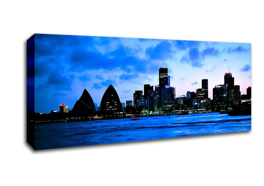Picture of Syndey Opera House Afar Blue Panoramic Canvas Wall Art