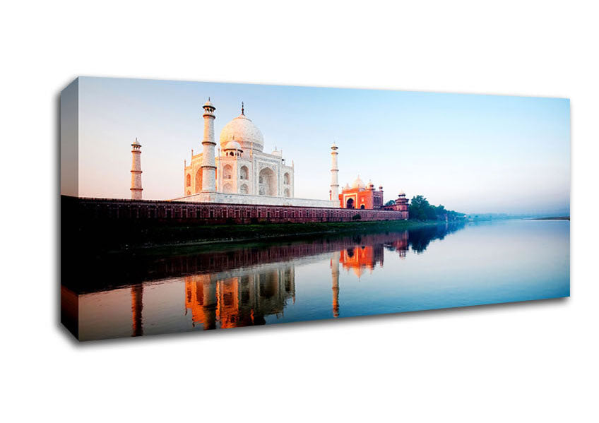 Picture of Taj Mahal Water Reflections Panoramic Canvas Wall Art