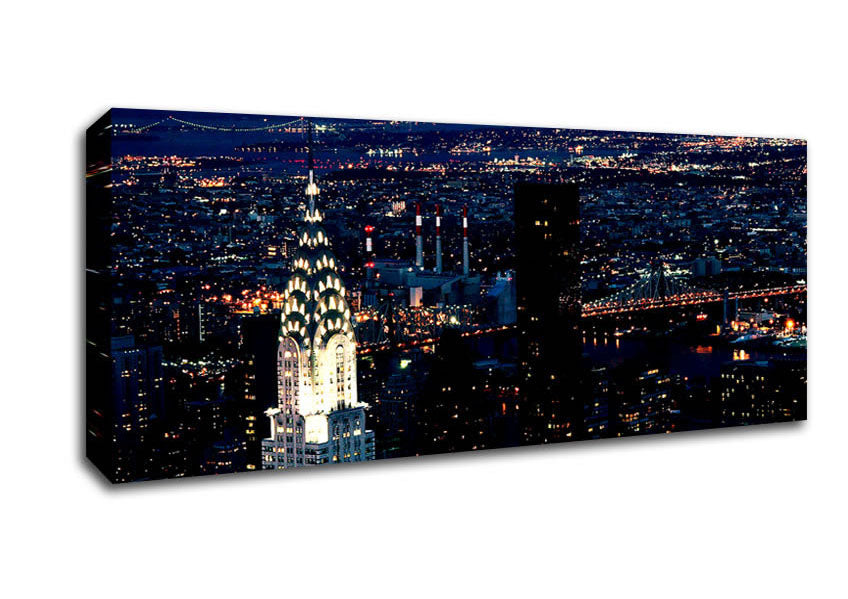 Picture of The Chrysler Building At Night Panoramic Canvas Wall Art