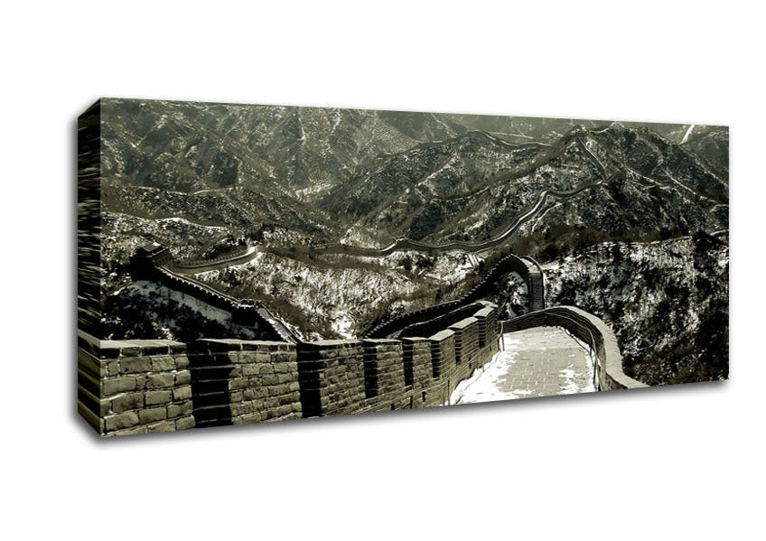 Picture of The Great Wall Of China Sepia Panoramic Canvas Wall Art