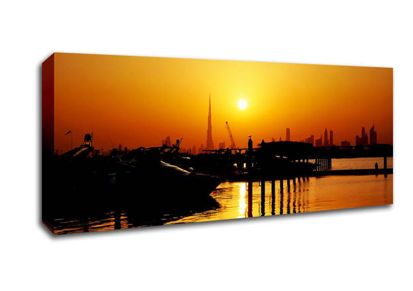 Picture of The Harbour At Sunrise Panoramic Canvas Wall Art