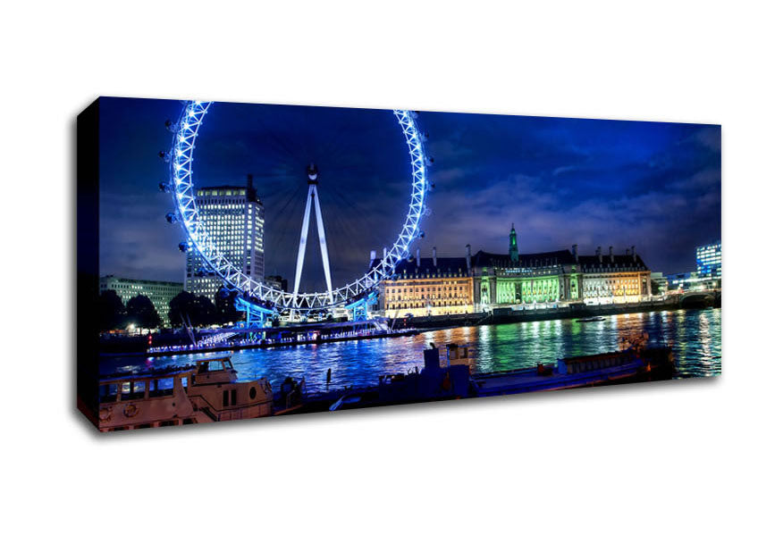 Picture of The London Eye At Night Panoramic Canvas Wall Art