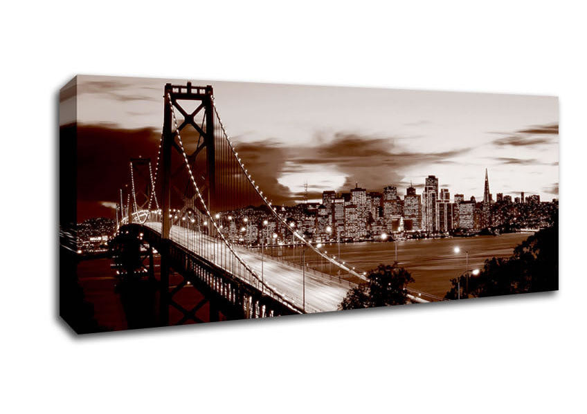 Picture of The Road To New York City Brown Panoramic Canvas Wall Art