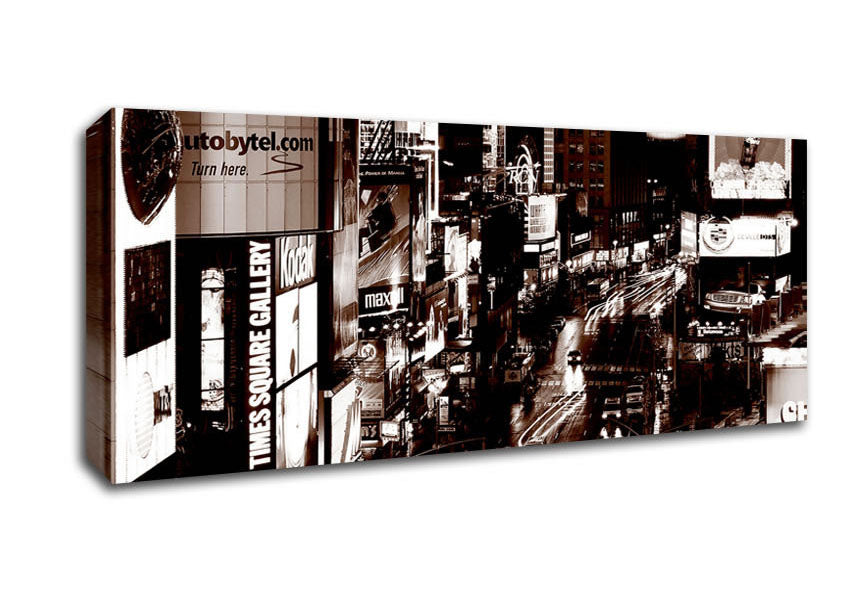 Picture of Times Square New York Brown Panoramic Canvas Wall Art