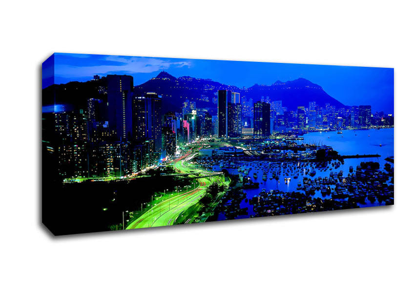 Picture of Tokyo Blues Panoramic Canvas Wall Art
