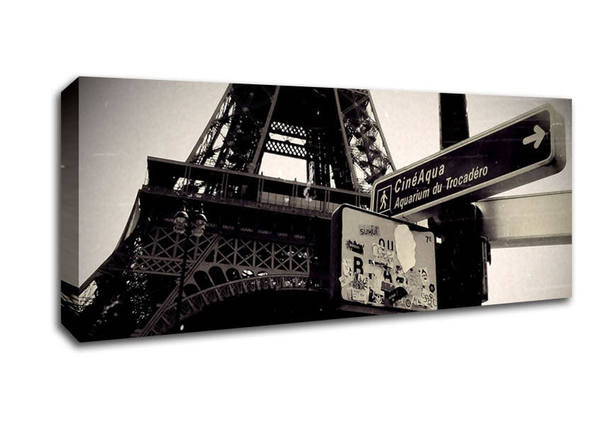 Picture of Tour Eiffel Tower Vintage B n W Panoramic Canvas Wall Art