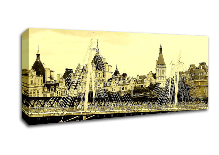 Picture of Tower Bridge London Sepia Panoramic Canvas Wall Art