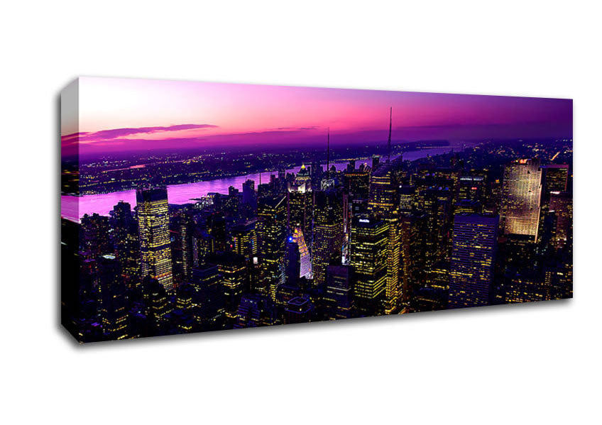 Picture of Twilight In New York City Panoramic Canvas Wall Art