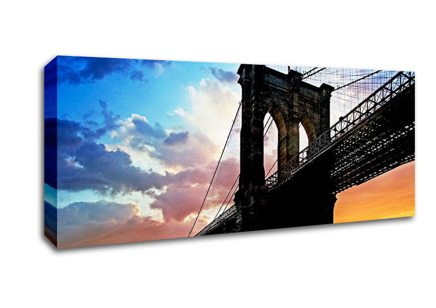Picture of Under Brooklyn Bridge Sunlight Panoramic Canvas Wall Art