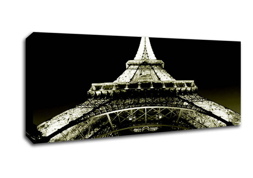 Picture of Under The Eiffel Tower Sepia Panoramic Canvas Wall Art