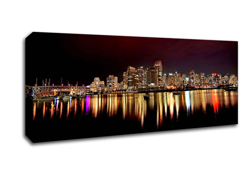 Picture of Vancouver City Nights Panoramic Canvas Wall Art