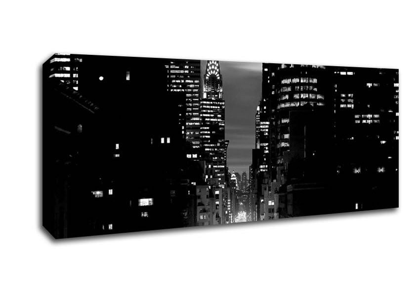 Picture of View Down 5Th Avenue New York B n W Panoramic Canvas Wall Art