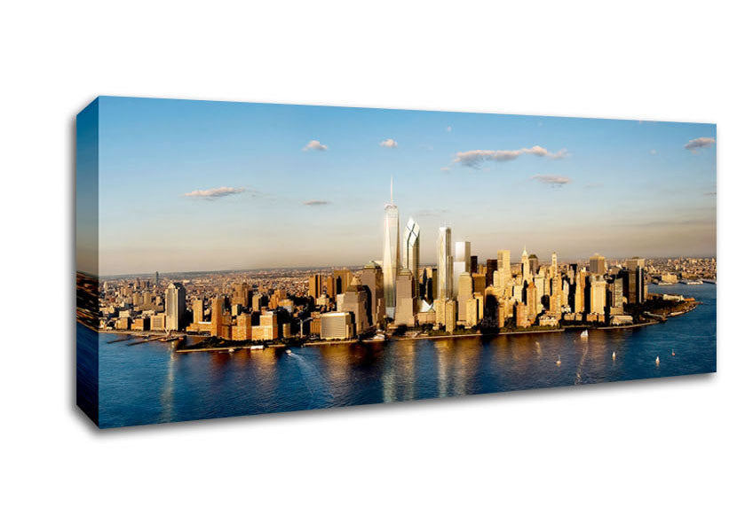 Picture of View Of New York In Golden Sunlight Panoramic Canvas Wall Art