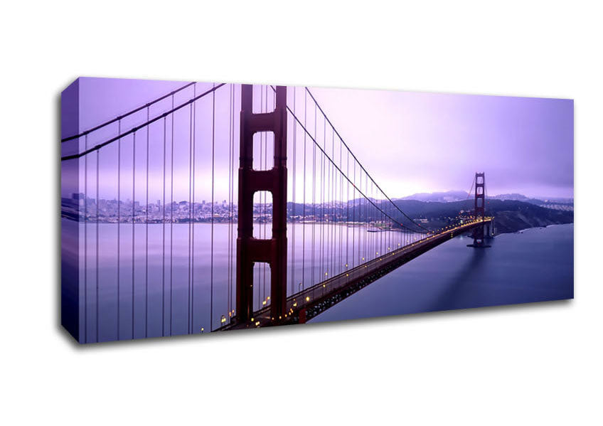 Picture of Violet Hour And Fog Surround The Golden Gate Panoramic Canvas Wall Art