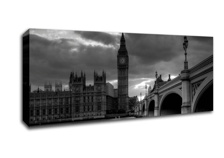 Picture of Westminster Black And White Panoramic Canvas Wall Art