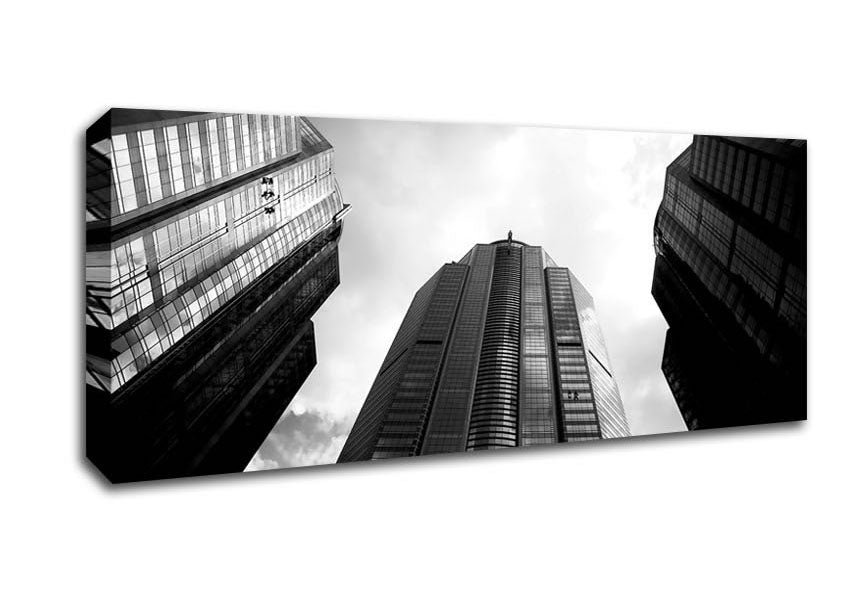 Picture of Window Cleaning Skyscrapers B n W Panoramic Canvas Wall Art