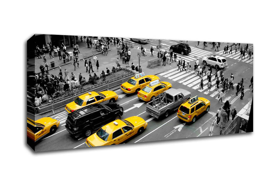 Picture of Yellow Cabs New York City Panoramic Canvas Wall Art