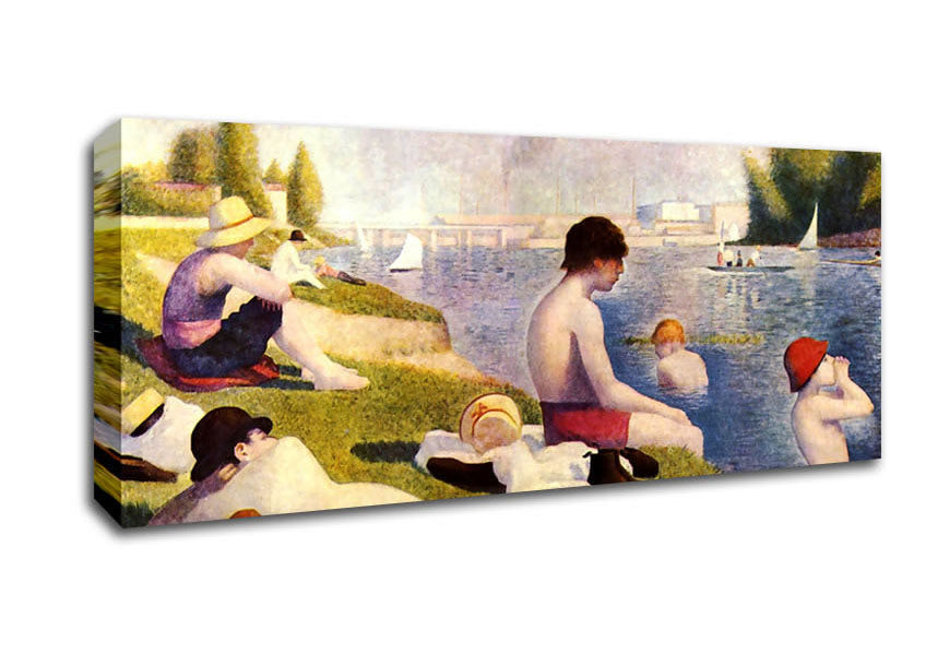 Picture of Seurat A Swimming Pool In Asnie`re Panoramic Canvas Wall Art