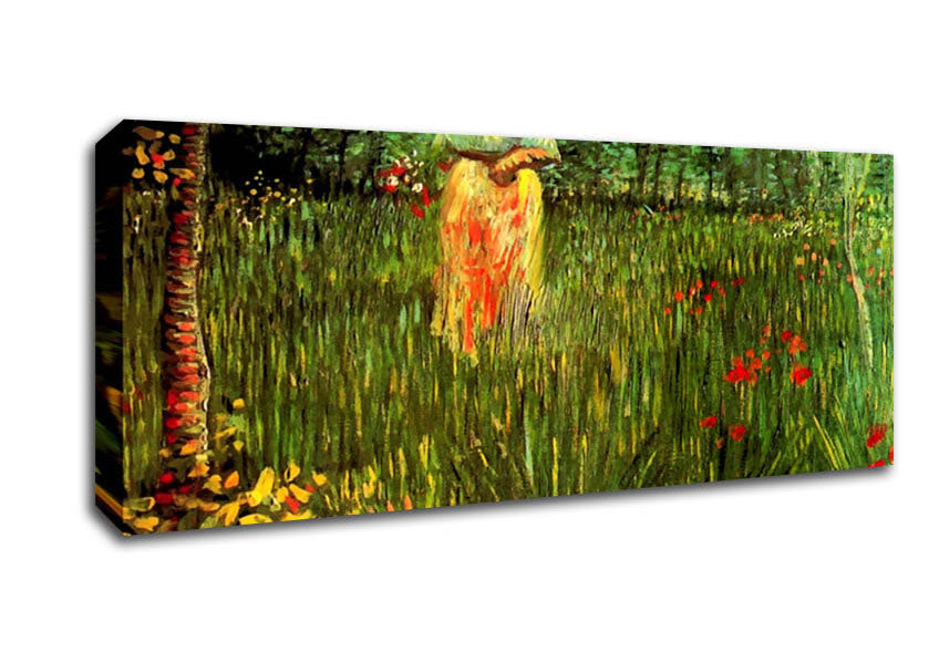 Picture of Van Gogh A Woman Walking In A Garden Panoramic Canvas Wall Art