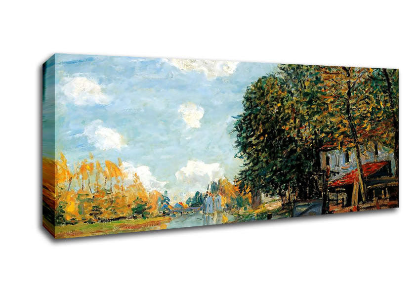 Picture of Sisley Moret On The Banks Of The River Loing Panoramic Canvas Wall Art